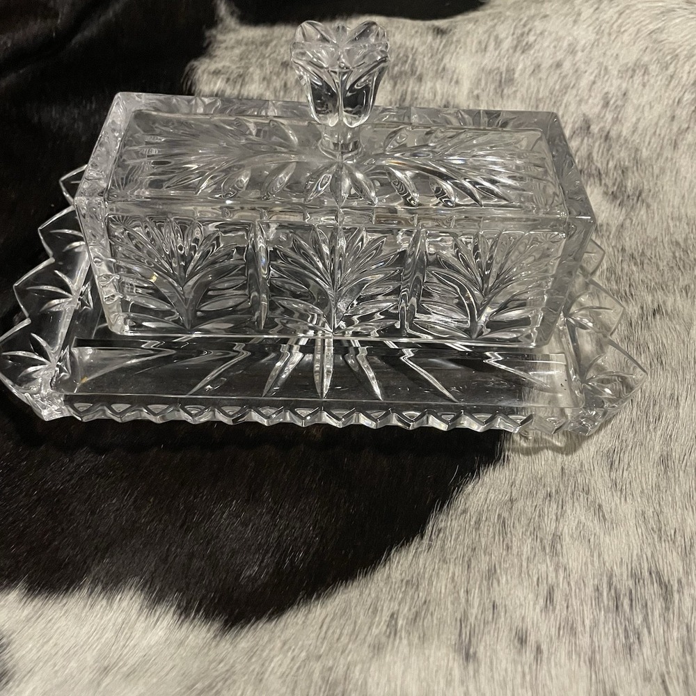 FIFTH AVENUE HEAVY CRYSTAL‎ PORTICO 1/4 LB COVERED BUTTER DISH POLAND